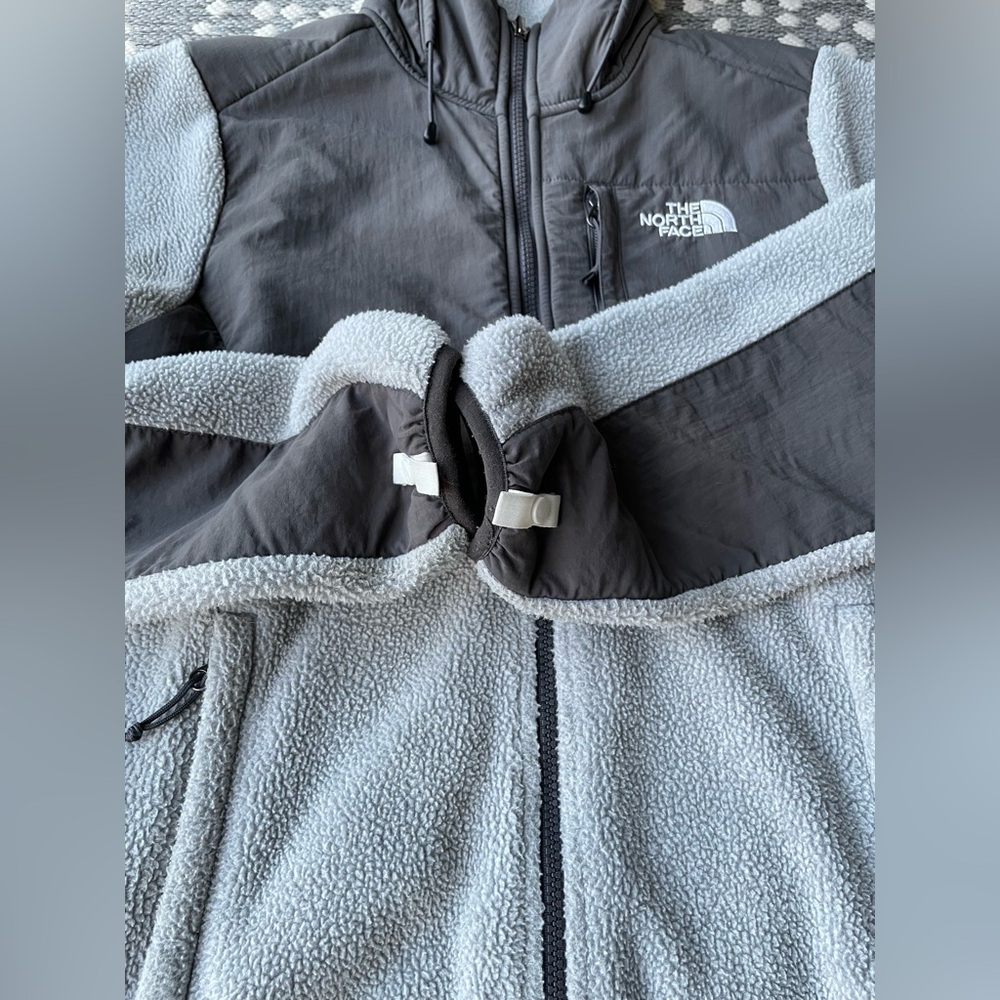 The North Face Hooded Polartec Fleece Jacket Coat Womens SMALL Grey Gray - Picture 6 of 16